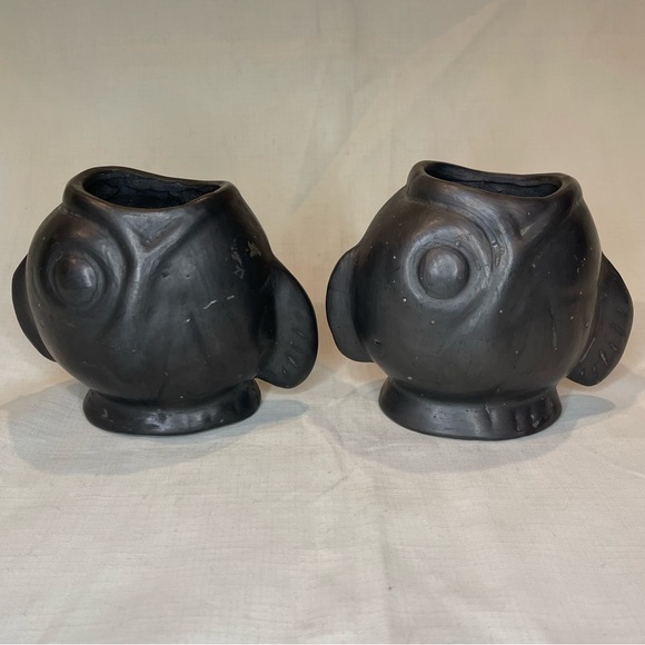 Two Blackware Small Fish Figural Planters Signed Lama Oaxaca Mexico - Picture 2 of 15